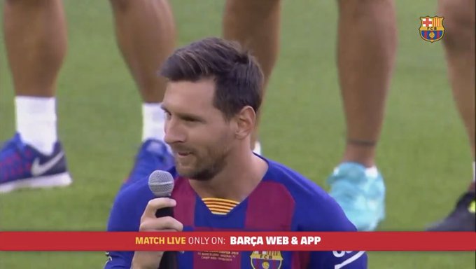 Messi, durante el discurso.