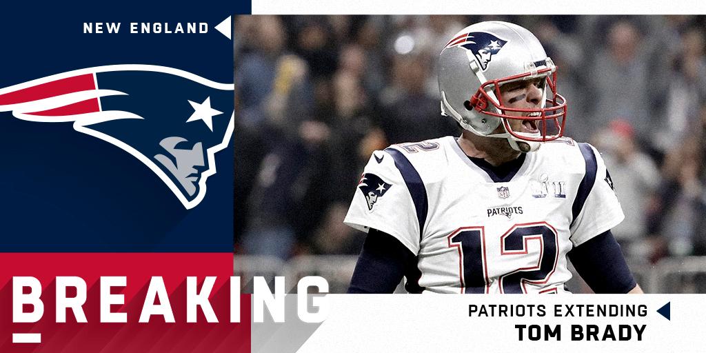 NFL's tweet photo. BREAKING: @TomBrady and the @Patriots have agreed to a two-year extension that raises the QB's 2019 salary to $23M. (via @RapSheet) https://t.co/JrZqQs5gKm
