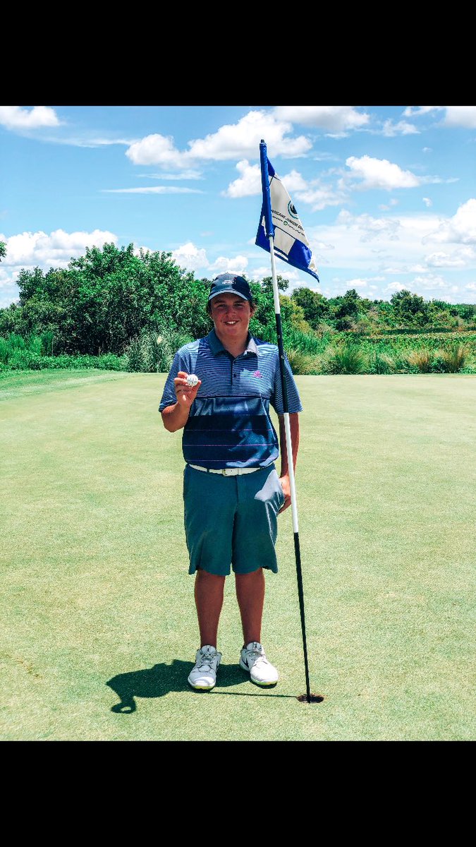HJGT's tweet photo. 🎯🚨HOLE-IN-ONE 🚨 🎯Congratulations to Owen Bright for his FIRST EVER HOLE-IN-ONE!! #15 on Crooked Cat 180 yards out! Way to go! 💪🏻⛳️#hjgt #homeinone #buckets #targetpractice https://t.co/H4xwHkpjFZ