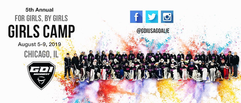 GDIUSAgoalie's tweet photo. Ladies, start your engines! Our SOLD OUT 45 female goalie 2019 #GDImidwest RDC: Chicago Girls starts tomorrow. #ForGirlsByGirls #GDIrdc https://t.co/amOaR8XjpV