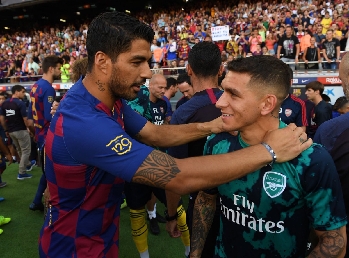 SC_ESPN's tweet image. ¡URUGUAY NOMÁ! Luis Suárez y Lucas Torreira, juntos en el Camp Nou.