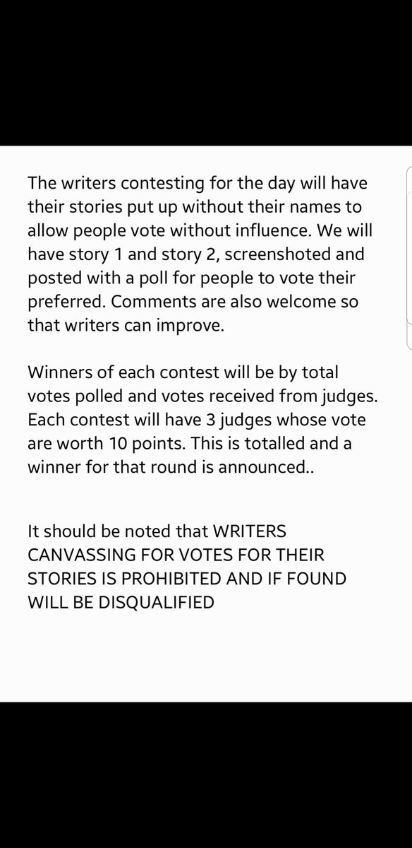 ItsUncleStephen's tweet image. They'll have their works published on the @SynCityNG literary blog on the 9tj of August. The day the competiton starts.

The top 24 Stories SHORTLISTED for the group stages will be unveiled from Monday through Wednesday. See details below

Uncle Stephen
For
The TWC TEAM