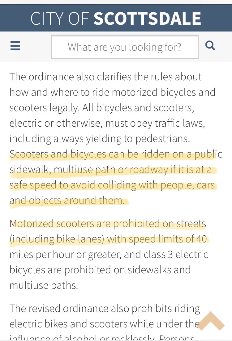 At least Scottsdale AZ knows Cars are  a bigger threat to Scooter Riders than Scooter Riders to pedestrians! <a href="/MattCordio/">Matt Cordio</a> #MKE <a href="/limebike/">Lime</a>