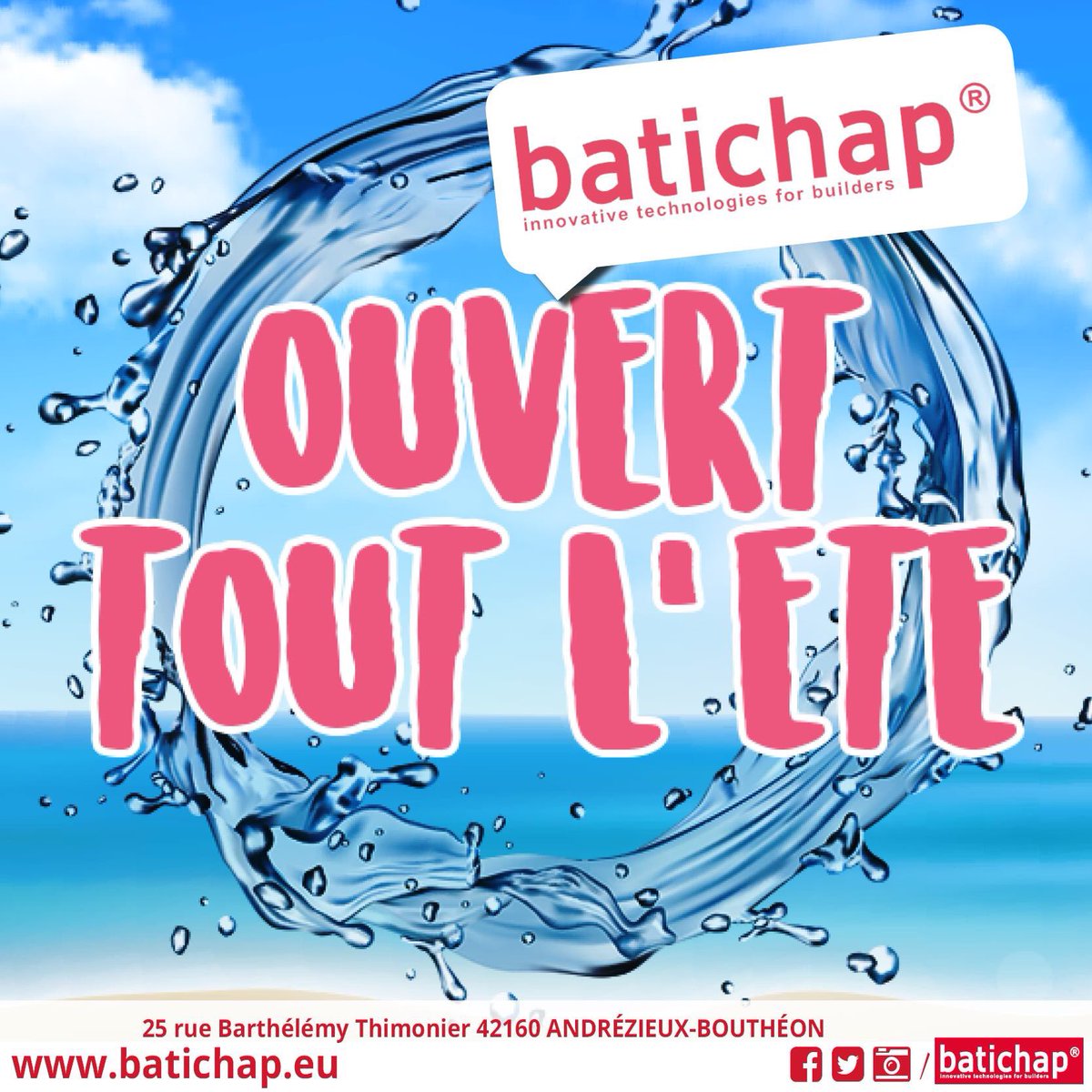 batichap's tweet photo. Rappel ! Nous sommes ouvert tout l’été 🏖️🌞 !

Malgré les vacances, nous restons ouverts tout l’été et continuons à vous recevoir dans notre show-Room et traiter vos demandes aussi rapidement que le reste de l’année. 💪 ! Bel été ! 

#Batichap👷‍♂️👷‍♀️ https://t.co/kzgms49lOv