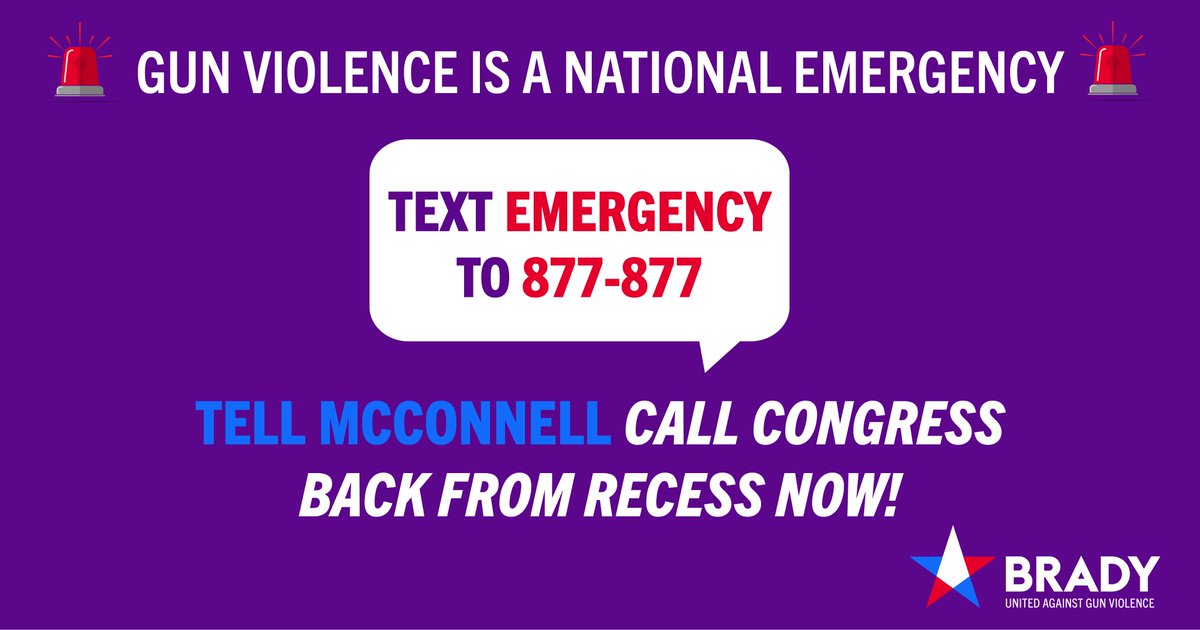 THIS IS A NATIONAL EMERGENCY.

Since @senatemajldr assumed his role on 1/3/15, there have been 1,654 mass shootings in America. That's almost ONE PER DAY. <a href="/realDonaldTrump/">Donald J. Trump</a> and Sen. McConnell: Do something. Stop this bloodshed. Call Congress back from recess now!

#EnoughIsEnough