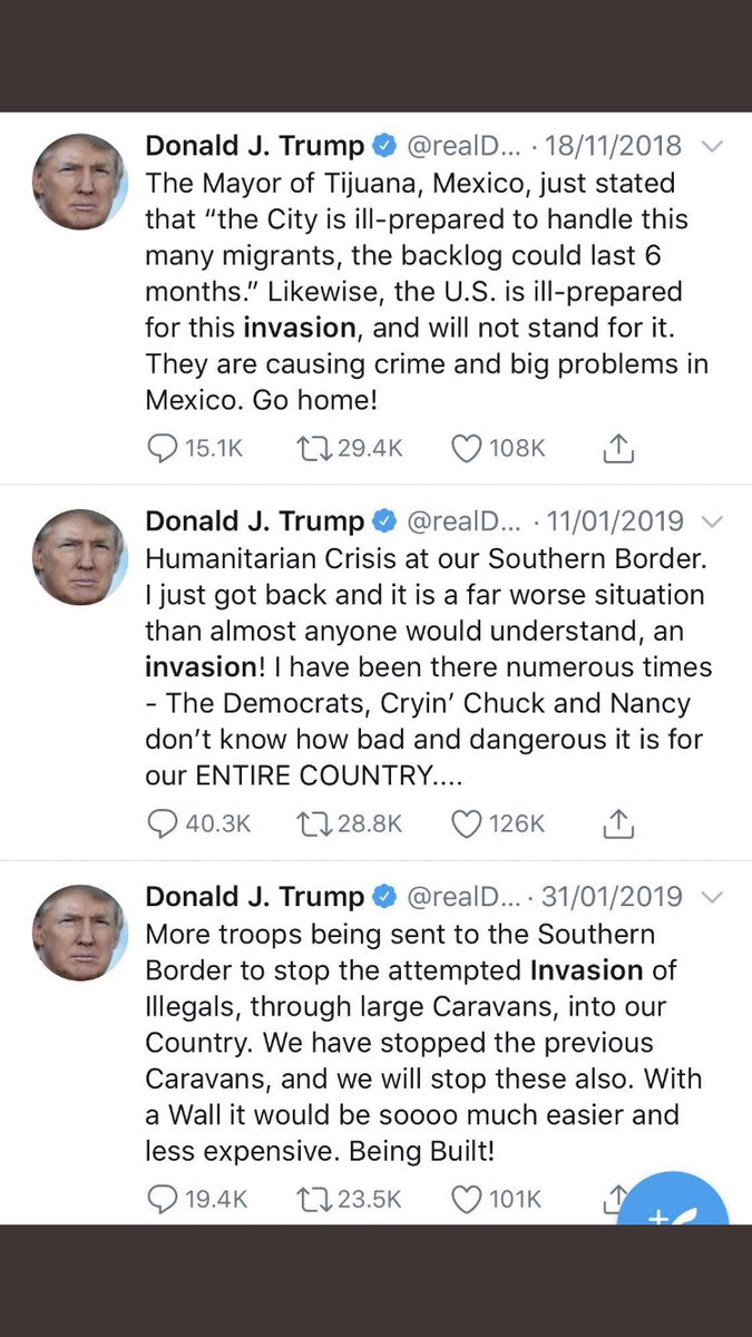 AmoneyResists's tweet photo. Trump is now deleting his tweets calling immigrants an “invasion” now that he inspired the El Paso shooter to murder 20 people to “stop the Hispanic invasion of Texas.” Sorry @realDonaldTrump, but the internet is forever.
#TrumpsTerrorists https://t.co/yeiZjcjve8