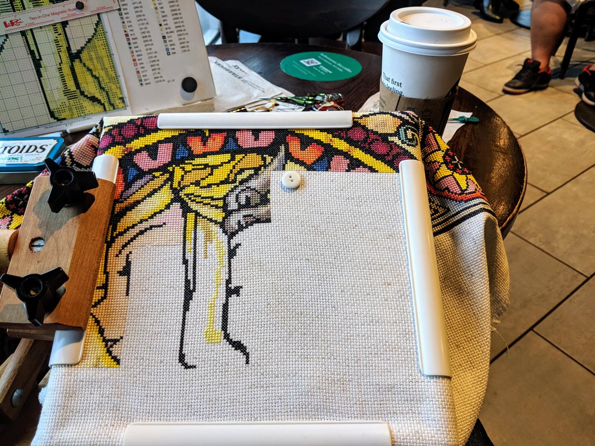 shaunterria's tweet photo. Guess who's stitching again??? That's right, it's me y'all 😊 Working on page 9 of 37, Legend of Zelda Stained Glass cross stitch #crossstitch #embroidery #geekstitch #stitchers #stitchersoftwitter https://t.co/uwv2m4zYRc