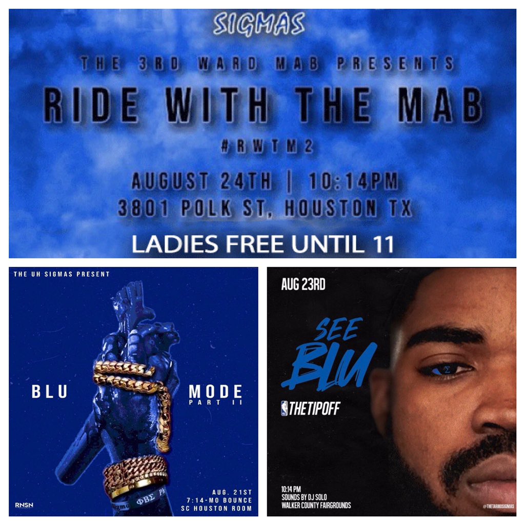 TroyMayJr_'s tweet photo. Sigmas got the whole week covered π€πΎπ€πΎπ€πΎ #MABWeek
#BluMode2 8/21 at UH
#TheTipOff 8/23 at Sam Houston
#RWTM2 8/24 at TXSU
@BDSigmas @ThetaRhoSigmas @ZetaZetaSigmas https://t.co/SZtfSFOTVh