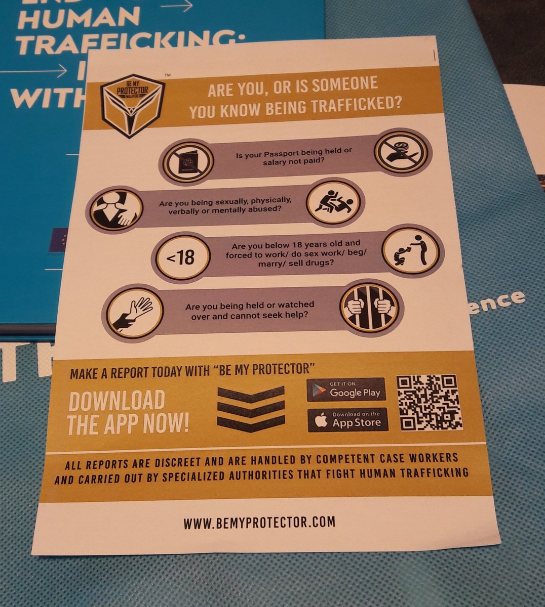 myUNICEF's tweet photo. #BeAProtector - do you know someone, or suspect you yourself are being #trafficked? Download the app to report. @Tenaganita #ATIP2019 https://t.co/fG6qJS8rI1