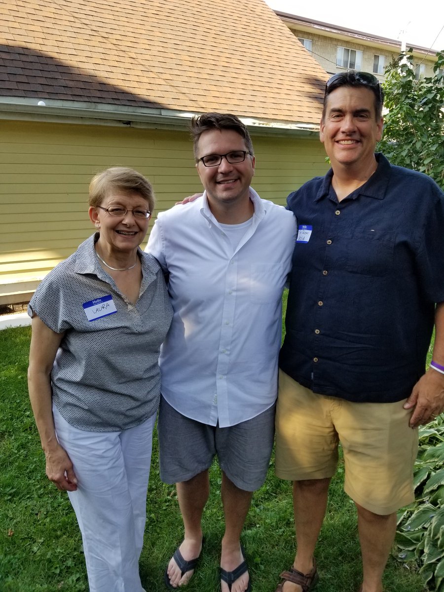 ldegolier's tweet photo. Laura Degolier, Rep. Evan Goyke and Tim Dwyer at a picnic at Evan's residence in Milwaukee. Well attended event. #NAIFAADVOCACY https://t.co/xQwZwzM9EG