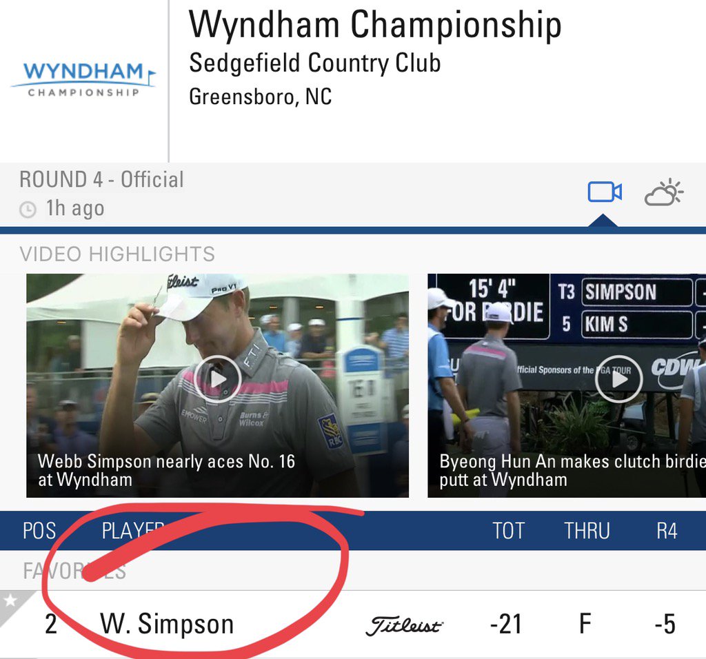 Well done 💪🏼 Awesome consistency! 2nd, 2events in a row <a href="/webbsimpson1/">Webb Simpson</a> <a href="/PaulTesori/">Paul Tesori</a> ! Almost acing 16 on the way in!