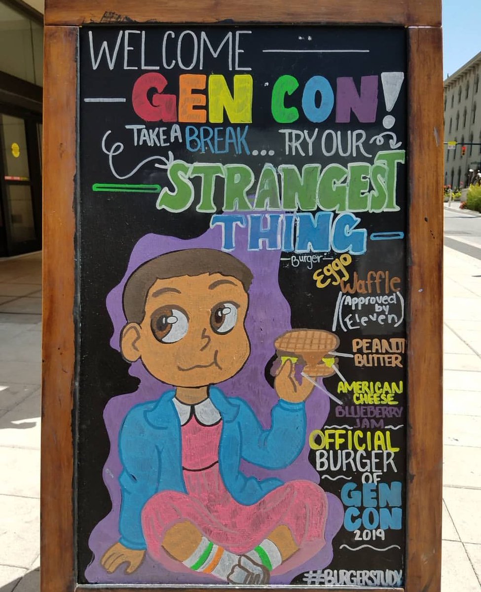sassyhulk's tweet photo. I was so sure this would be gross. I was so very wrong. It is delicious. Burger Study makes the best burgers. I'm now sad to leave Indy #Gencon2019 #strangerthings #burgerstudy https://t.co/k2XxZWKhQ0