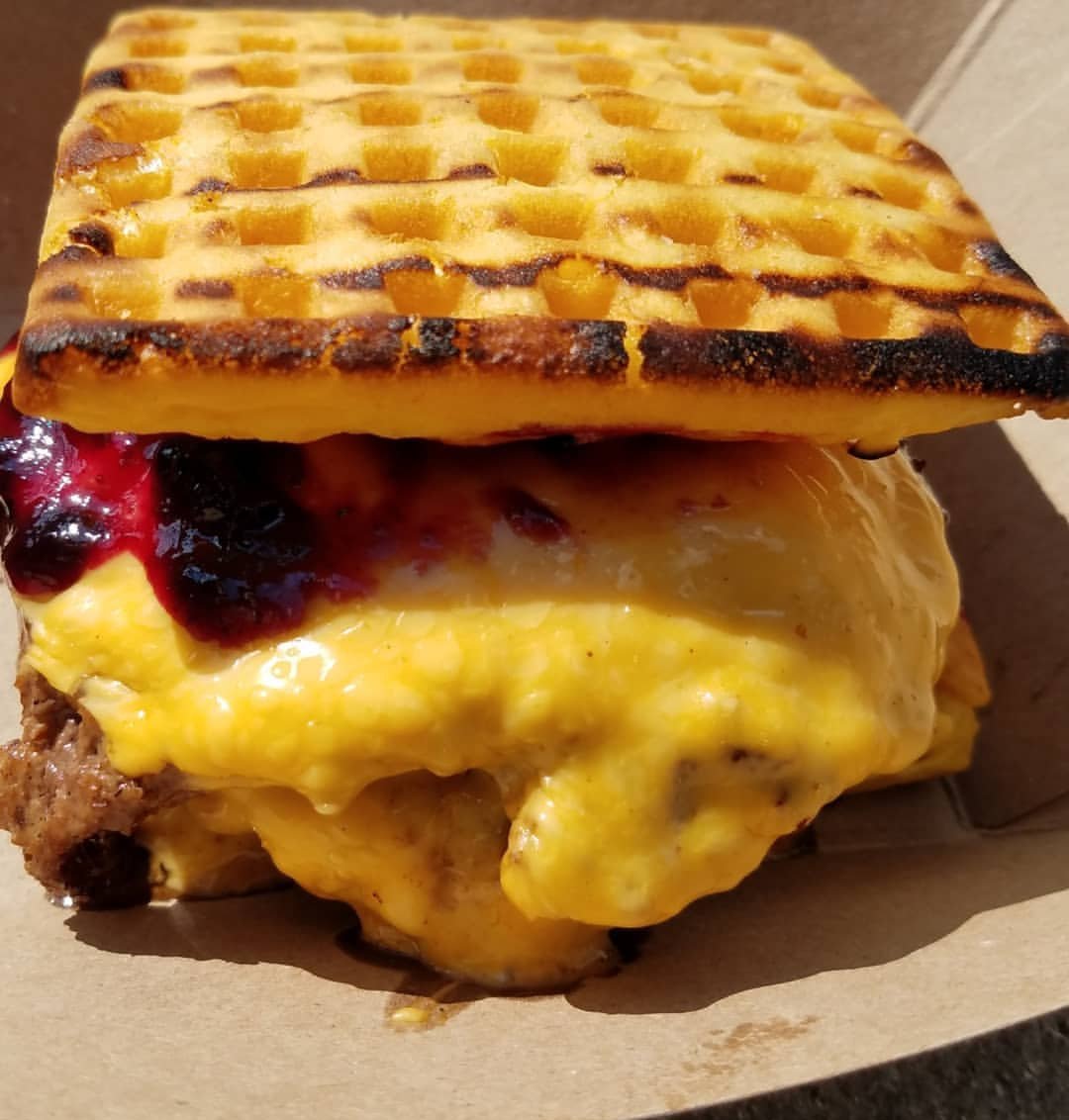 sassyhulk's tweet photo. I was so sure this would be gross. I was so very wrong. It is delicious. Burger Study makes the best burgers. I'm now sad to leave Indy #Gencon2019 #strangerthings #burgerstudy https://t.co/k2XxZWKhQ0