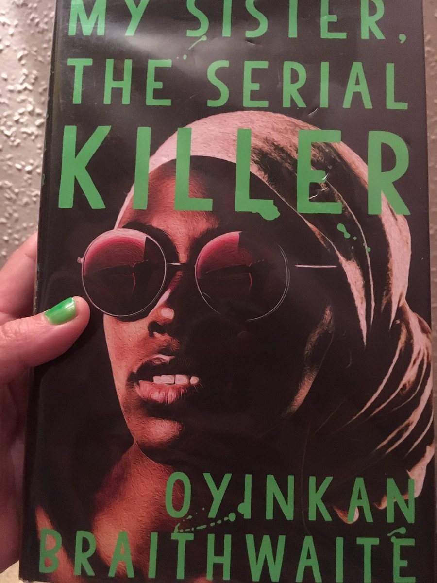 elinbach's tweet photo. A read-in-one-sitting novel, fabulously dark-humoured 🔪🔪 an unique twist on the usual crime and serial-killer story, would recommend to those who don’t usually read crime novels: a great plot and study of family too! Plus my nails match its sleeve! 💅 #booksnotbigotry https://t.co/1mWJ4izzqj