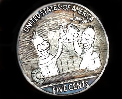Hobo_Nickel_Soc's tweet photo. #InternationalBeerDay #HomerSimpson #Beer Now there's a temporary solution #HoboNickel #CoinCarvings by #AdamLeech @theleechpit
#Futurama #TheSimpsons https://t.co/OS43KSjwql