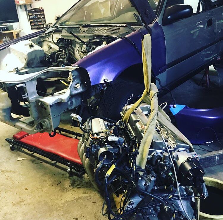 builds_bc's tweet photo. Yes the engine is out once again. Time to do it right this time and have it rebuilt professionally at fourfunction. (Hopefully) No messing around this time!π time to see the road this year!π₯ #civic #hondacivichatchback #h22a #h2b #acuraintegra #ej6hatch #bcbuilds #fourfunction https://t.co/X7EiS5udiG