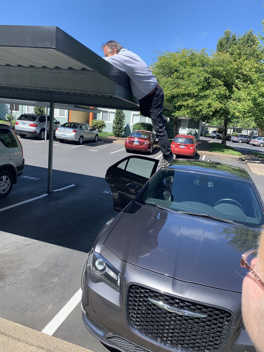 WollinMs's tweet photo. Also, my dad got me some extra hand sanitizer, thought it would be funny to throw it.... he threw on top of the car shelter and had to #climb to get it #ParksideABCchallenge https://t.co/2T6sDI3qs2