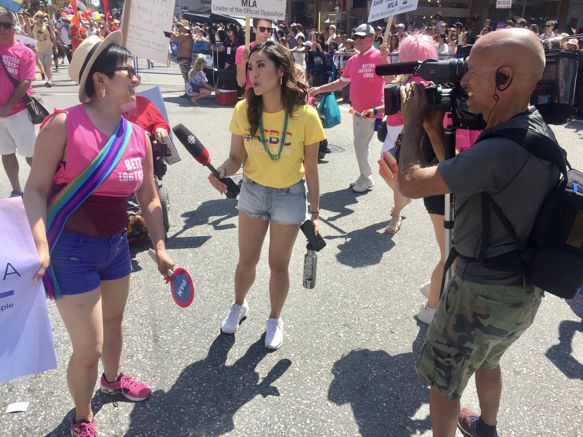 LienYeung's tweet photo. Always a great time hosting @CBCVancouver’s live #PrideVancouver parade broadcast! Thanks to the many folks who stopped to chat about what pride means to you. 🌈❤️✌🏻 https://t.co/ECsnqme8LO #cbcpride #stillfighting50 @cbcnewsbc https://t.co/Rqo5aXoFPs