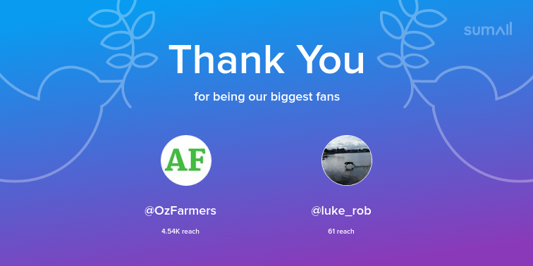Our biggest fans this week: OzFarmers, luke_rob. Thank you! via sumall.com/thankyou?utm_s…
