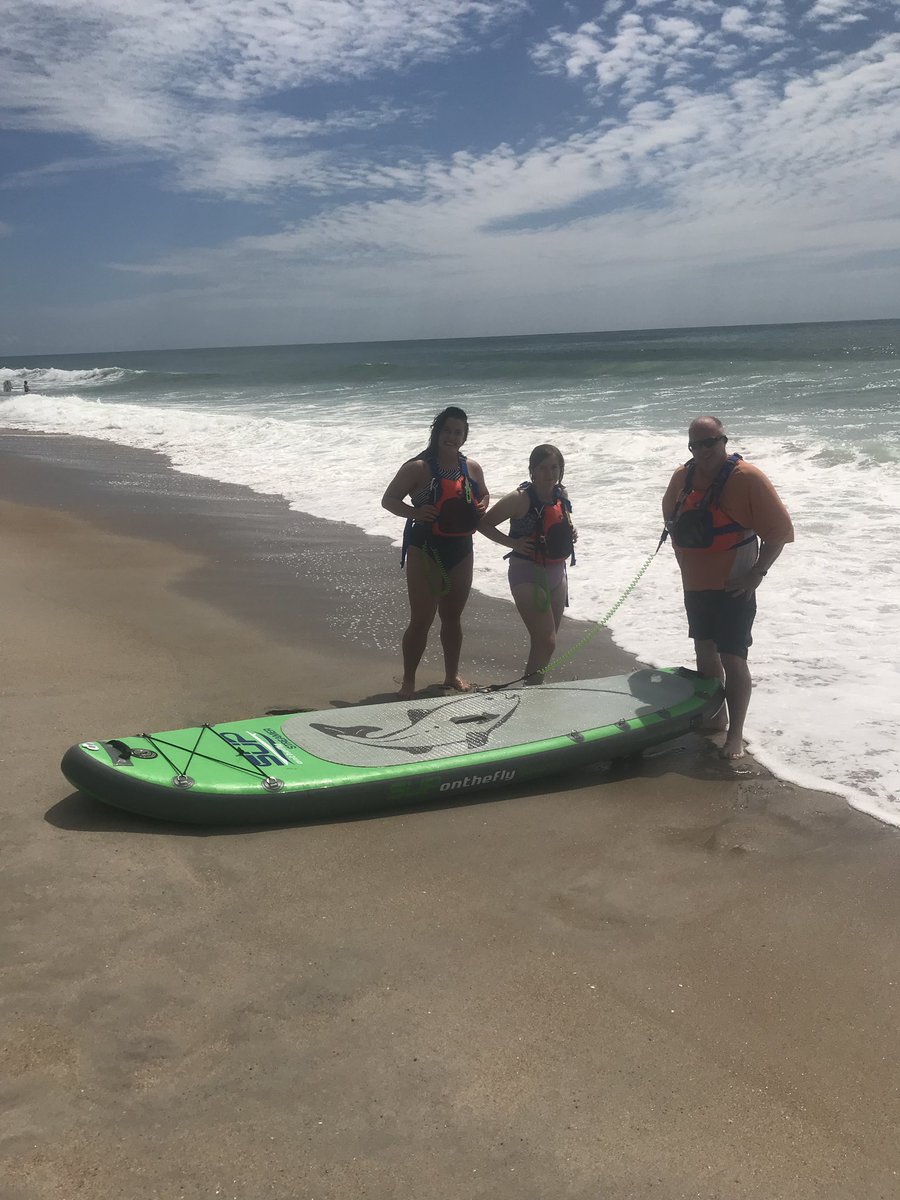 PeteGWC's tweet photo. 3 of the #SUP4WATER adventure fundraising project team spent some time in the surf with our @SUPonthefly Streamer! As always had some @SkratchLabs chews in my @water_planet Vibe and they survived intact unlike my shins! Still fun and later we’ll head to the intercostal waterway! https://t.co/po5JIuRhmt