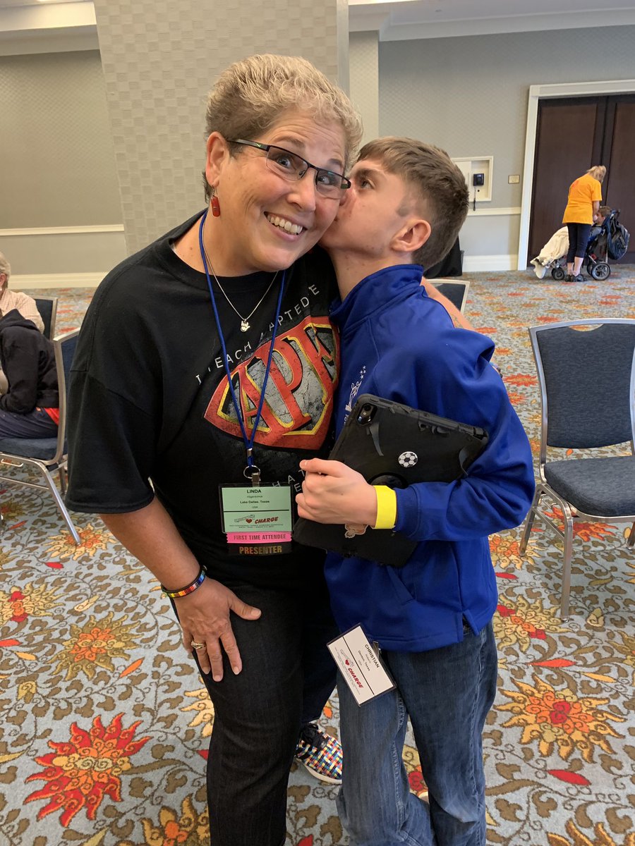 DrLCHape's tweet photo. #CHARGEConference 2019, Dallas ✅ Thx Lauren Cavanaugh Lauren Lieberman Molly Roberts Callie Sutcliffe for t contributions! #Parentsshare! Got kissed by Christian; high-5ed by Hannah;  hugged Dr. Beth Foster, Cal Poly Pomona @ccpadaptedpe #TWUPioneerproud https://t.co/d4ZUCaYNRh