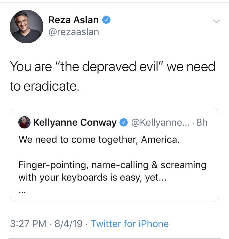 Of the few nasty tweets today by  @rezaaslan at public officials regarding the TX shooting, the harshest were aimed at a Jewish Women. Apparently this abusive language it is not a violation of Twitter Rules; probably because the target is a Trump.
