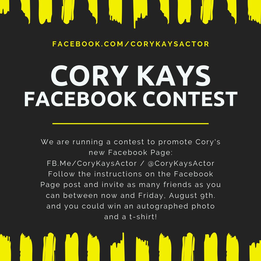 RealCoryKays's tweet photo. My Social Media Team and I are running a contest with prizes to welcome our followers! This month we are asking you to invite your friends to like my page. Go to https://t.co/MinY54DGER to see details and enter to win. #contest #freestuff #swag #winning #corykays https://t.co/FHs0c6i7ip