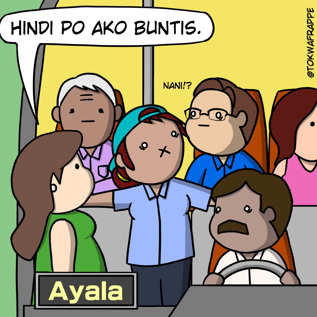 TokwaFrappe's tweet photo. Marami talagang mga bastos sa mundo. (Thanks to my good friend Gelo Singson for sharing his true story!)
...
#preggy #notpreggy #sorryna #buntis #bus #konduktora #dailylife #commutelife #ayala #commuter #relatable #comics #webcomics https://t.co/i0Ze6CKH6j