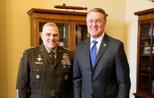 SEGAFFSH's tweet photo. U.S. Senator David Perdue (R-GA), chairman of the Senate Armed Services Seapower Subcommittee, met with General Mark A. Milley, President Trump’s nominee to be Chairman of the Joint Chiefs of Staff. Learn more: https://t.co/5s8o5s87n3 https://t.co/GrtBHaXnVz