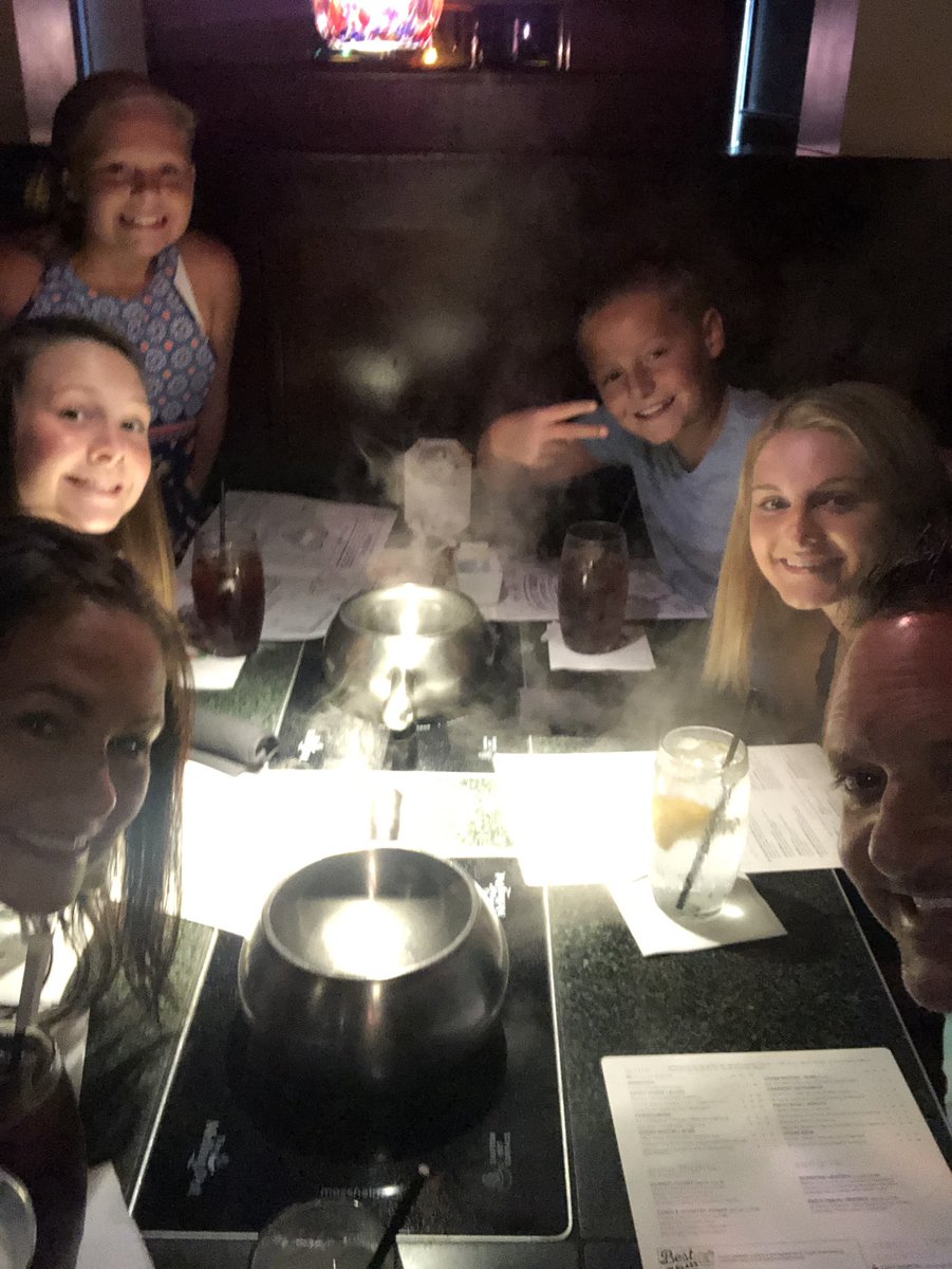 Dmmantz's tweet photo. Bday dinner for @ChristineMantz tonight with the family @TheMeltingPot !! #thisplaceiscool https://t.co/MvQZYndZgY