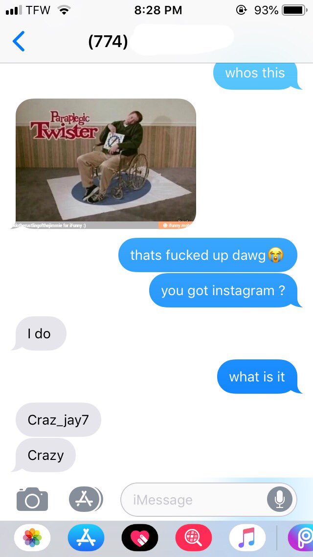 alevasseurr's tweet photo. when you text your number neighbor &amp; its fall rivers one and only pimp juice https://t.co/YfafS6z0sO
