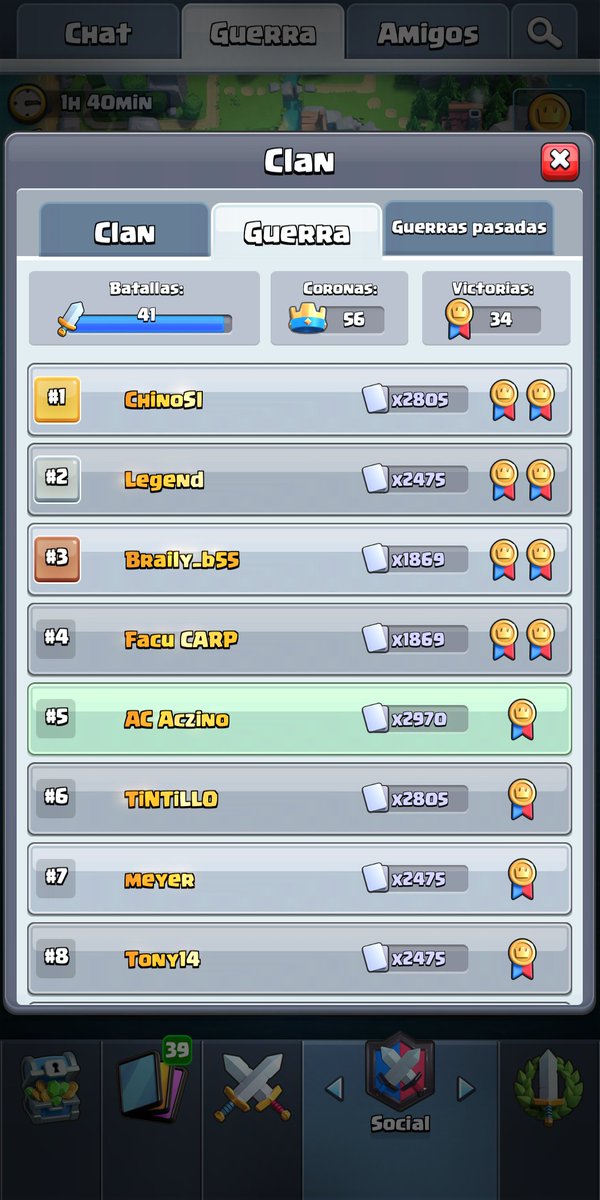 Si buscas un clan buena onda, que te ayude a crecer, no dudes en buscarnos...
Top local Argentina en ladder y Guerras.
Si cumplís los requisitos y te interesa envía MD.
No tenemos premios a ladder.
<a href="/Legend_Teamcito/">Legend</a> 
@AC_zinocr 
<a href="/Promotions_MDL/">Mᴀ́ϙᴜɪɴᴀ ᴅᴇ Lᴇᴄʜᴇ💦👅</a> 
<a href="/AyudaJugador/">Ayuda Jugador</a> 
Se agradece Rts