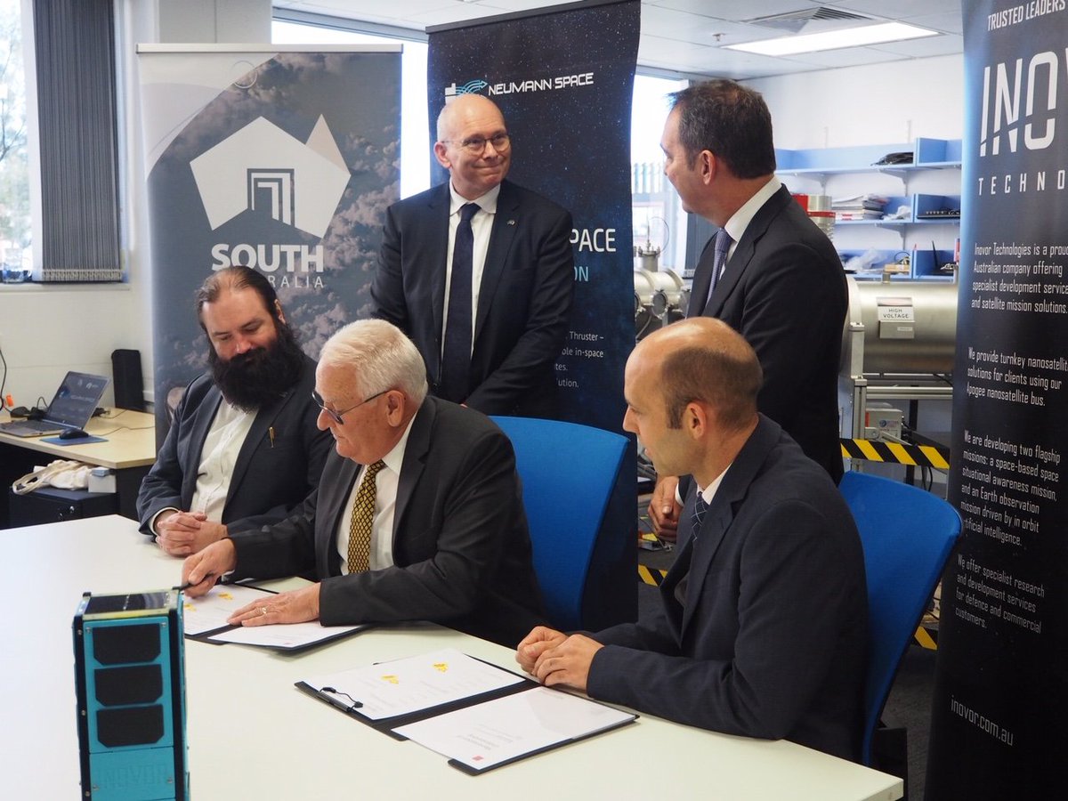📢 Neumann rockets into space at <a href="/LotFourteen/">Lot Fourteen</a>!  

Fantastic to celebrate <a href="/NeumannSpace/">Neumann Space</a> joining the growing #space ecosystem at Lot Fourteen, its collaboration agreement with <a href="/inovortech/">Inovor Technologies</a> &amp; receiving $850k in funding support from SA Govt!

Read more: sasic.sa.gov.au/media/news/art…