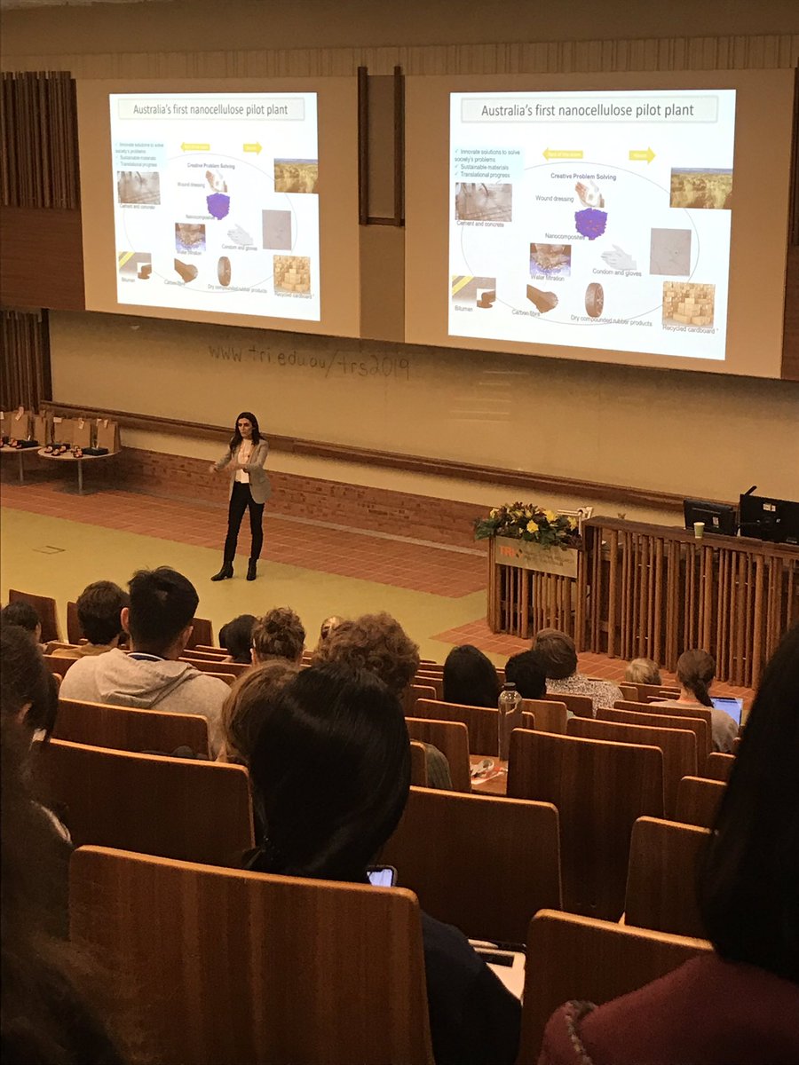 2019TRS's tweet photo. Dr Nasim Amiralian shares her insight and experiences during her PhD - the ups and downs, and the reasons she finds science communication so important! It’s not too late, see you at TRS! #TRS2019 https://t.co/q1FnVwbaTB
