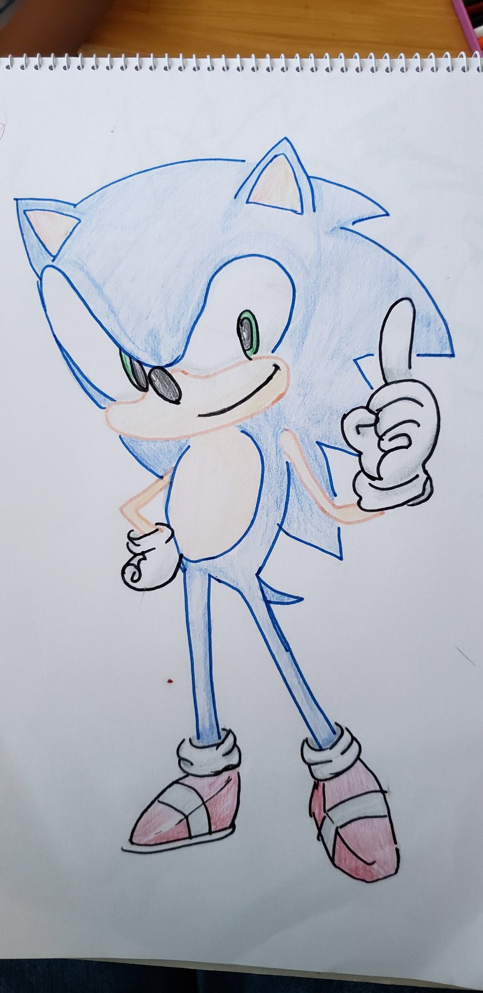 Hiromix 息子君にソニックを描いて と言われたので描いてあげた 今まで何回か描いてきたけど 今回が１番うまく描けたと自画自賛ww ソニック 息子のお願い ソニックのイラスト 自画自賛 T Co Wujpfisano Twitter