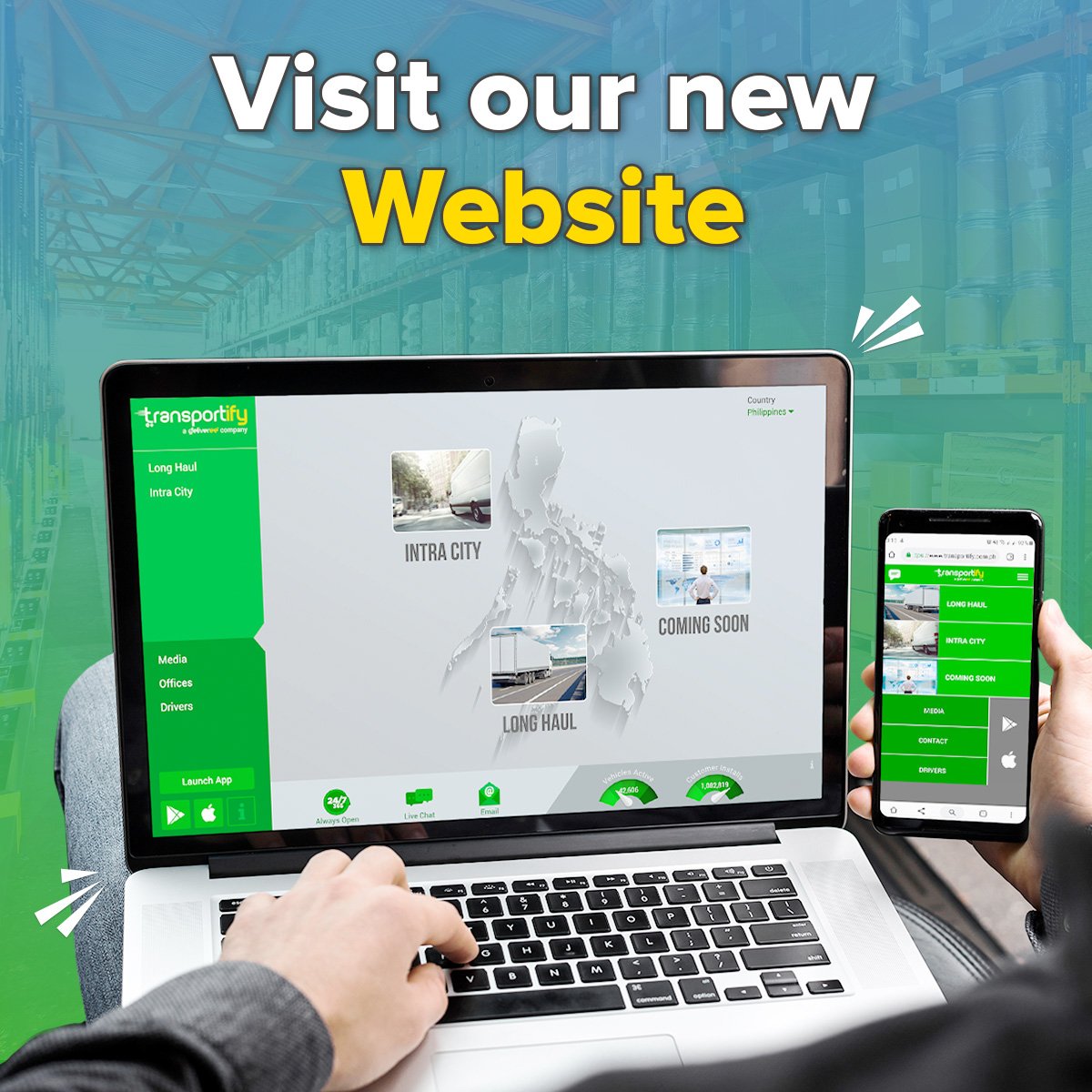TransportifyPh's tweet photo. Have you seen our website’s new look? We made it better to bring you next level online experience. Visit https://t.co/QPSt1j50xO now!
#transportify #transportifyphilippines #deliveryapp #deliveryservice https://t.co/MrikL3teoC