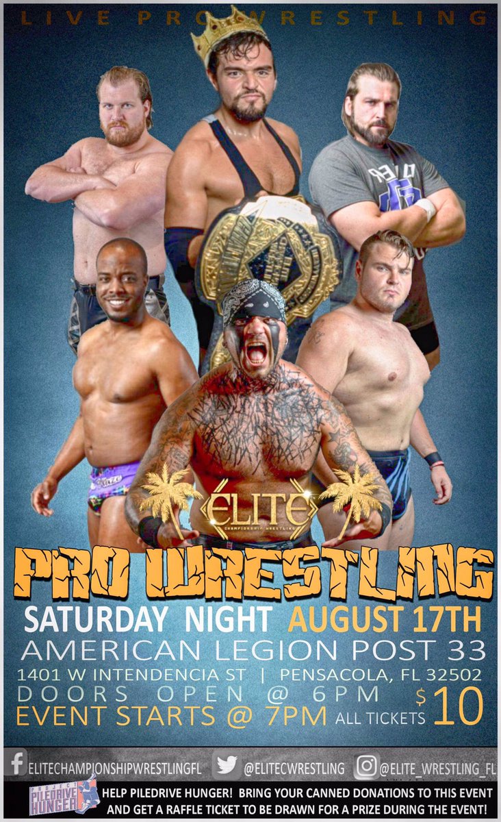 We’re back in Pensacola on August 17th!! #pcola #cityoffiveflags #wrestling #prowrestling #supportindependentwrestling #pensacola #pcolabeach #pensacolabeach #florida #fl #nwfl