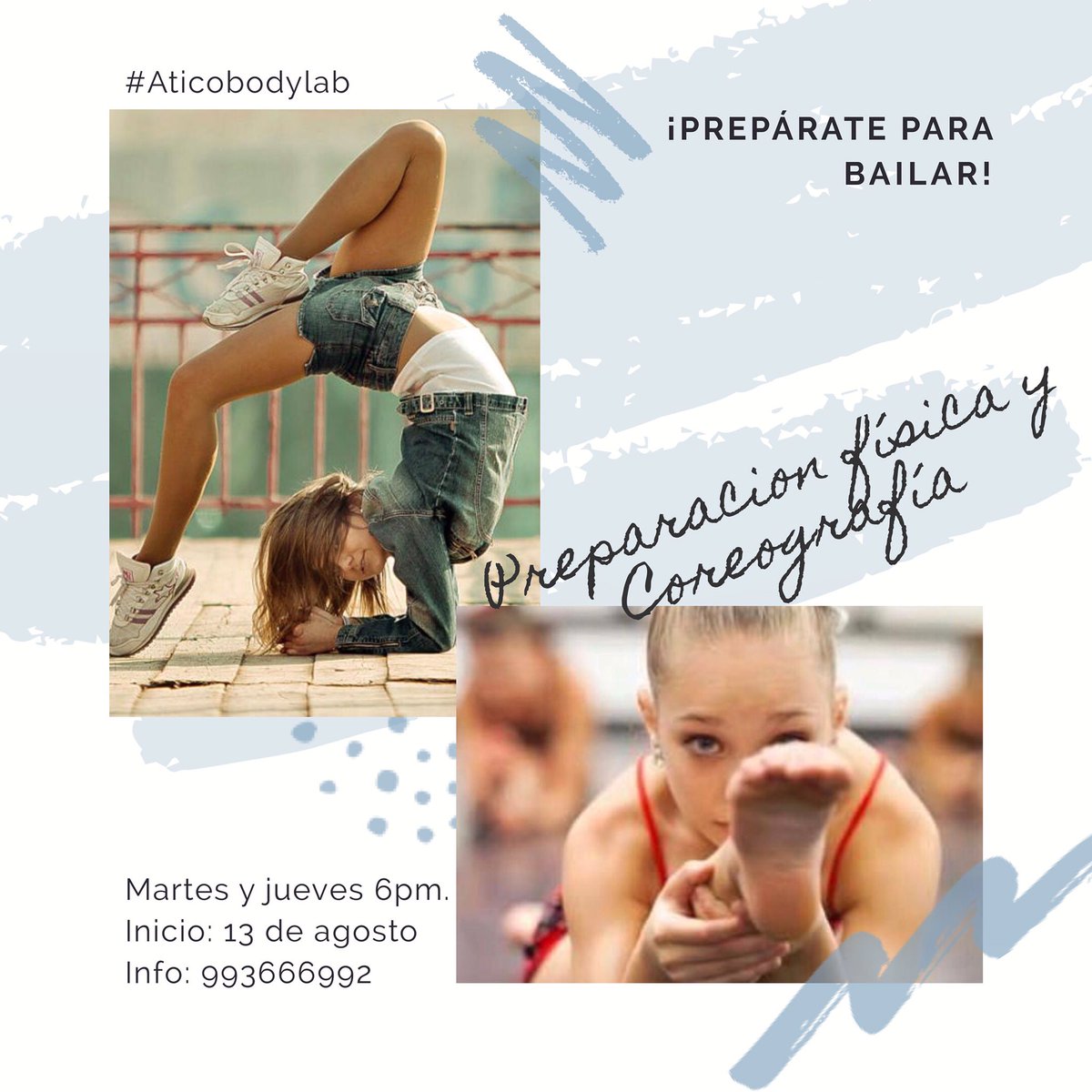 aticobodylab's tweet photo. Nuevo curso ¡Prepárate para #bailar!: #preparacionfisica y #coreografía para niñas y adolescentes desde los 10 hasta los 16 años. Inicio: 13 de agosto. https://t.co/Cd9BkWK2L9