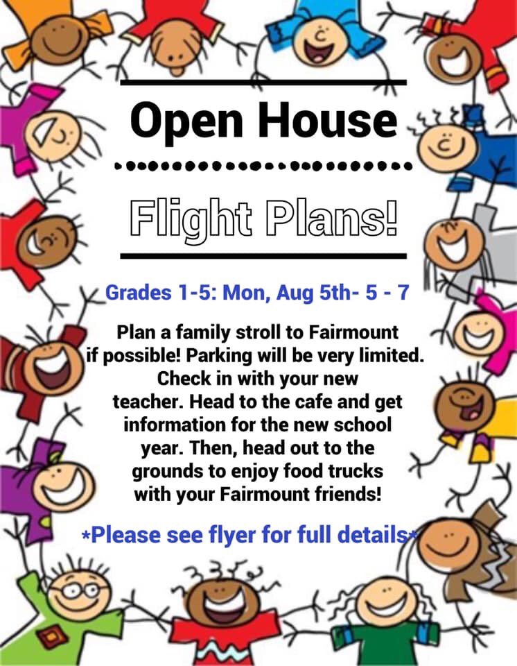 FMTFalcons's tweet photo. Open house for grades 1-5 is tomorrow, Monday, August 5th!
We have included time for you to eat and play with your fellow Falcon Families with some food trucks! We can't wait to see you and to welcome back all of our Falcons for an amazing new year! #FMTFalconLife #FMTCommunity https://t.co/93JlGLa2Lw