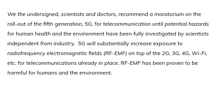 In Sept 2017, 244 scientists and doctors from 36 countries warned about the danger of 5G and appealed for a moratorium.  http://www.5gappeal.eu/the-5g-appeal/  #opCanary