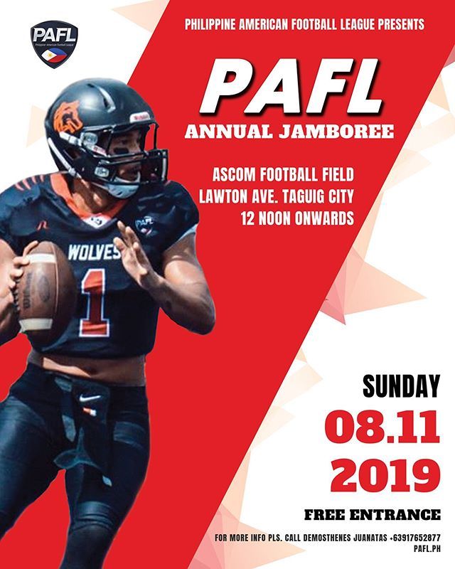 PAFL_Wolves's tweet photo. See you this coming Sunday for the upcoming Philippine American Football League Season 4 Jamboree. Come meet the other teams and your team Wolves. Entrance is FREE! See you there! #WolvesUp #HuntandHowl https://t.co/85CiLUPXwz https://t.co/ofPg2MfhqZ