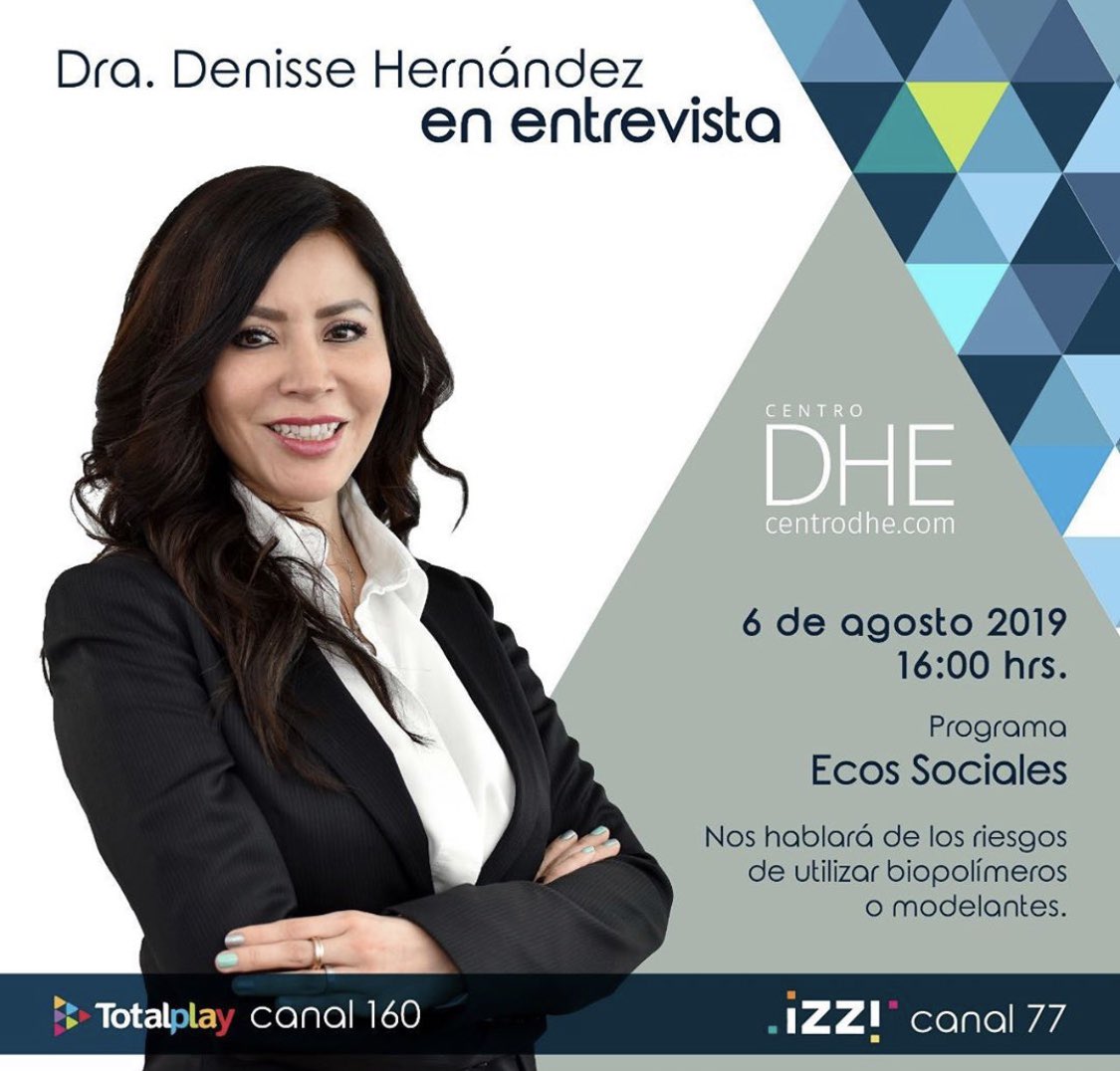 centrodhe's tweet photo. Si te interesa saber sobre los riesgos de utilizar biopolímeros o modelantes no absorbibles, acompaña el próximo Martes 6 de Agosto a la Dra. Denisse Hernández en el programa “Ecos Sociales” en punto de las 16:00 hrs. @ecoSSociales 
#centrodhe #hospitalangelesroma #biopolimeros https://t.co/m8cf0YaVE9