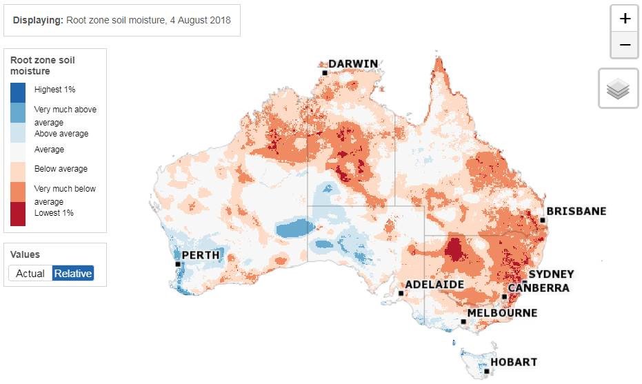 MarketCheck1's tweet image. BOM root zone soil moisture TY vs LY vs '17 vs '16. Long way to go for Aussie crop. Sweating on Aug/Sep rain more than ever. WA &amp;amp; SA particularly surprising #plant19 #wheat #barley #canola