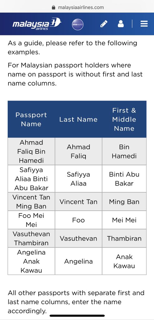 Malaysia Airlines On Twitter Hi Melisa Idris Please Be Informed That Unlike Other Passports Malaysian Passports Do Not Have Separate Fields Or Columns To Distinguish The Passenger S First And Last Name The Passenger S