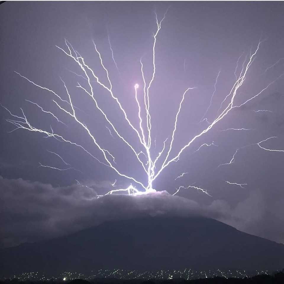 World Weather* Upward lightning on a Guatemala volcano! 