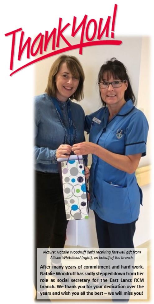 A huge thank you to Natalie Woodruff for all her hard work as social secretary! Thank you for all your dedication and we wish you the best in the future. #RCM #RoyalCollegeofMidwives #TradeUnion #ThankYou @allyclare1