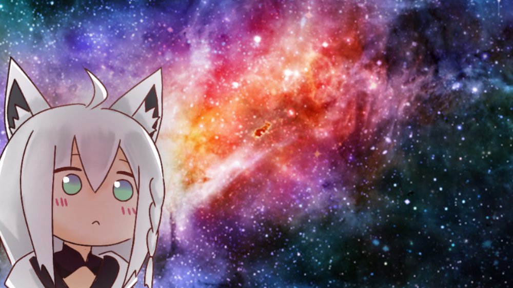 shirakami fubuki 1girl animal ears white hair solo fox ears space meme  illustration images