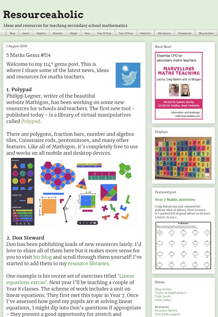 mathsjem's tweet photo. Maths teachers, if you haven’t visited before then do check out https://t.co/ANSt4Z9ilI. 

Resource libraries, teaching ideas, conference listings, displays and lots more. 

No adverts, no login, all free. It’s there to inspire and inform and to save teachers time. 

#mathschat https://t.co/mruSIor1hM