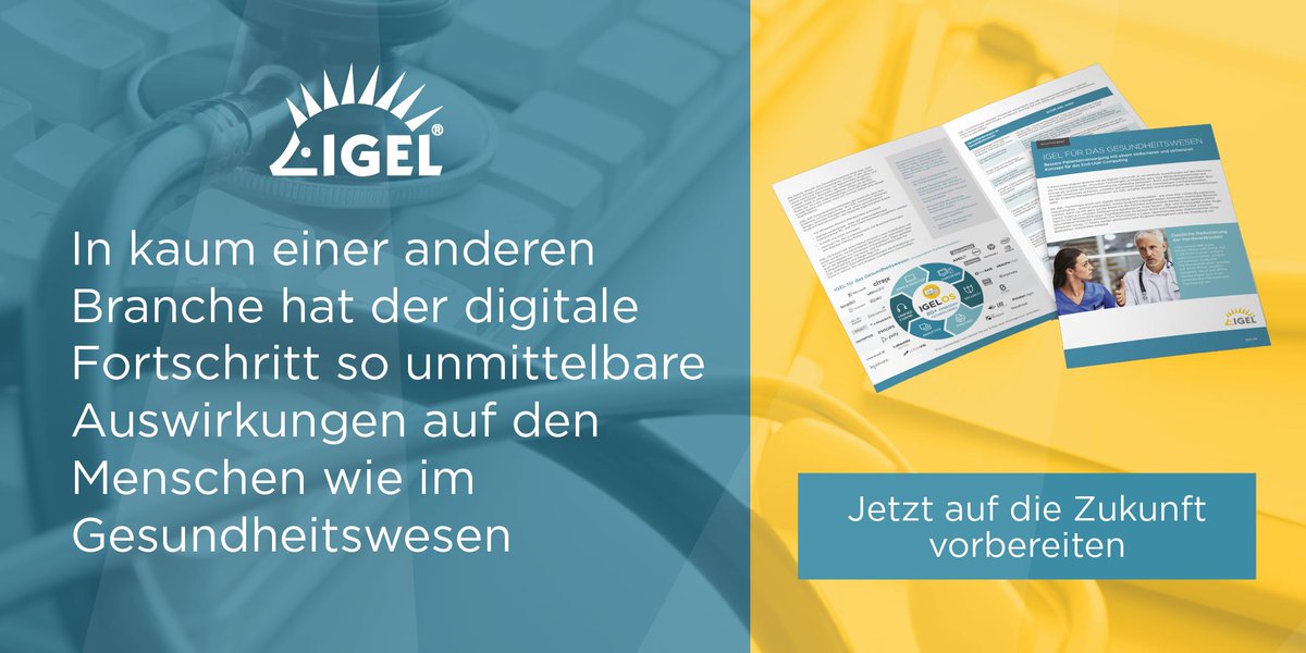 IGEL_SUISSE's tweet photo. In kaum einer anderen Branche hat der digitale Fortschritt so unmittelbare Auswirkungen auf den Menschen wie im Gesundheitswesen. Bereiten Sie sich jetzt auf die Zukunft vor und laden Sie sich Ihren Solution Brief herunter.  https://t.co/c2zeR3Xhvu https://t.co/s2yRXobGIN