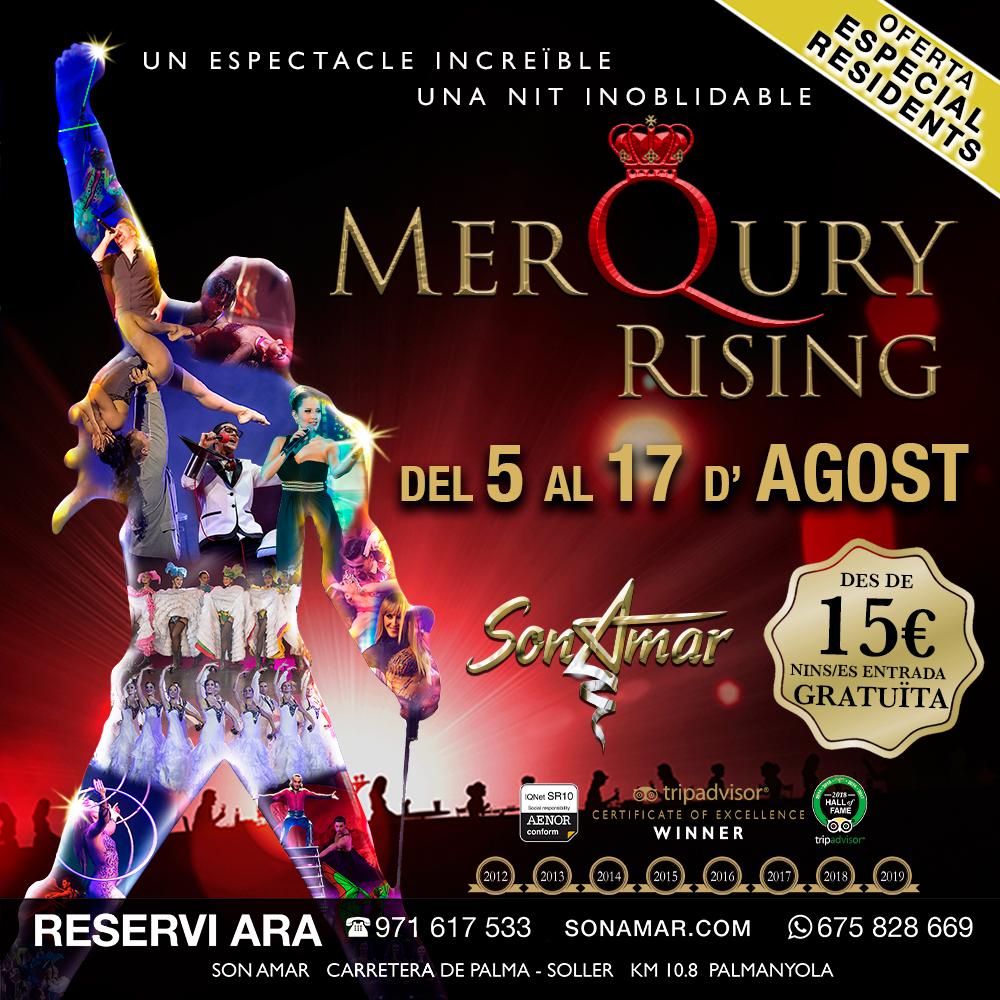🎉Ets resident i tens ganes de veure el nostre xou MerQury Rising? Arriba la millor oferta de l'any dedicada en exclusiva per als que són d'aquí o els que resideixen a la nostra illa.Del 5 al 17 d'agost, des de 15€ i nins/es entrada GRATUÏTA, no et perdis MerQury Rising.✨
